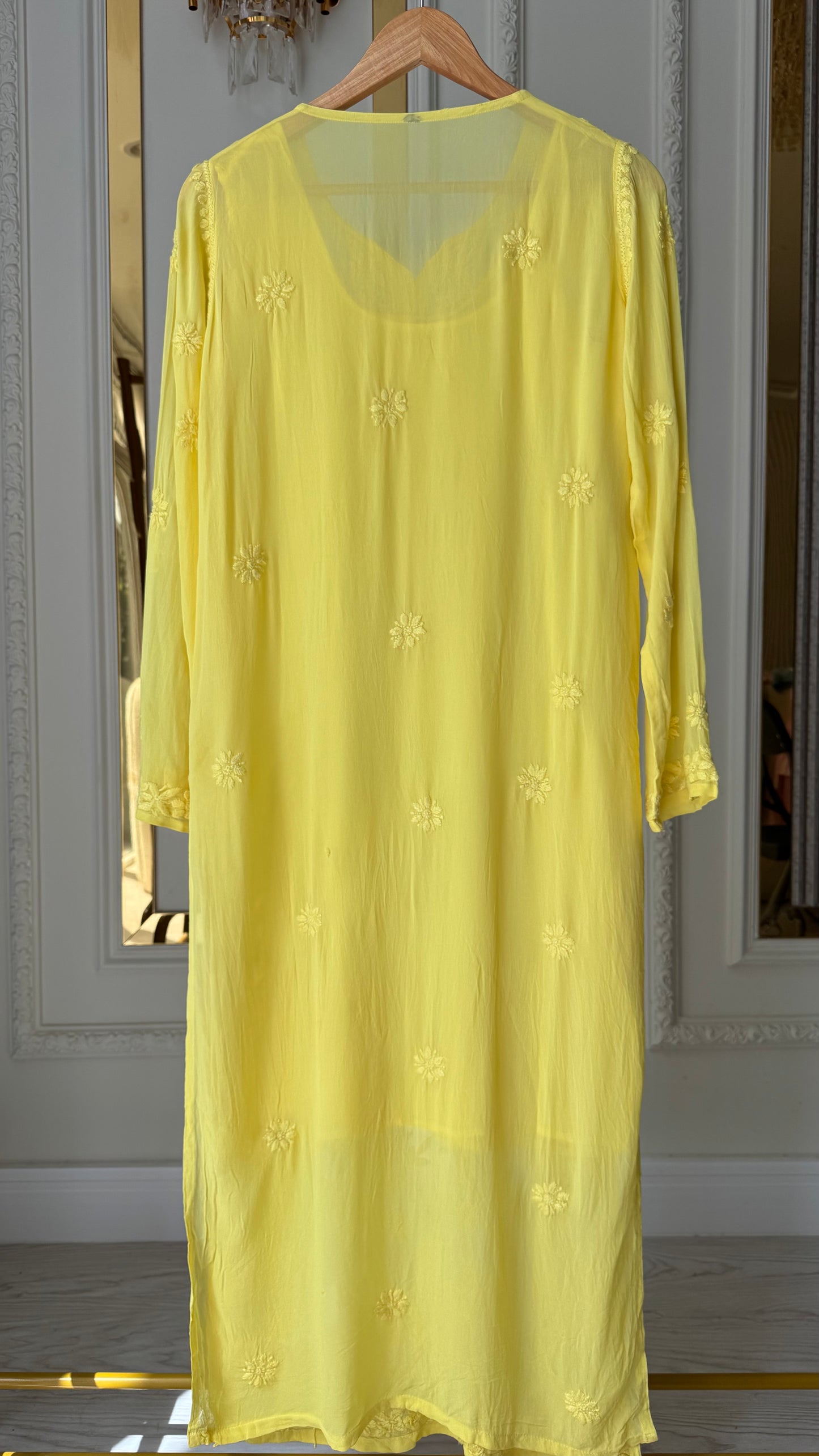Viscose Georgette Solid 3pc Suit Set - Yellow