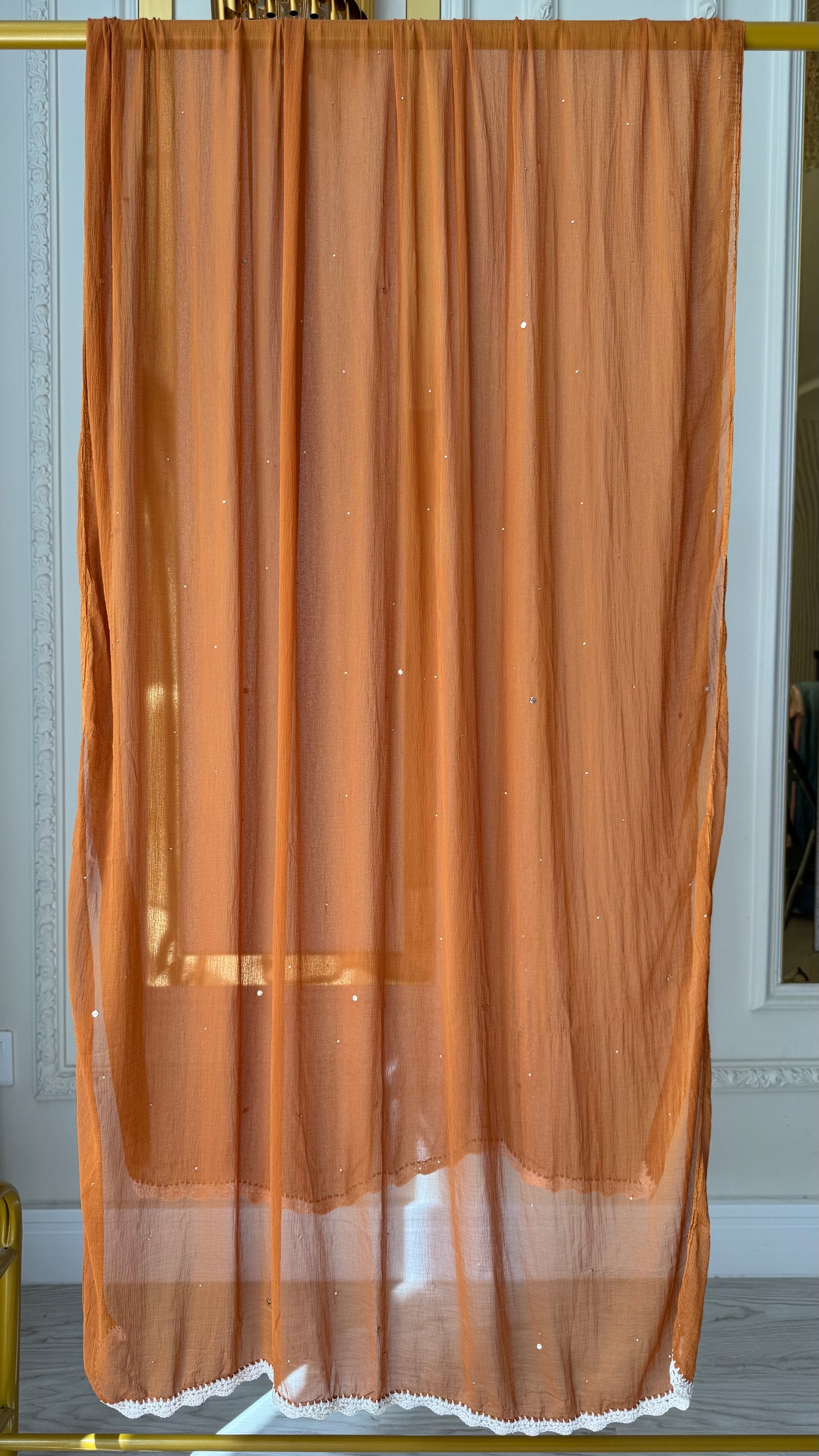 Viscose Georgette Solid 3pc Suit Set - Rust Orange