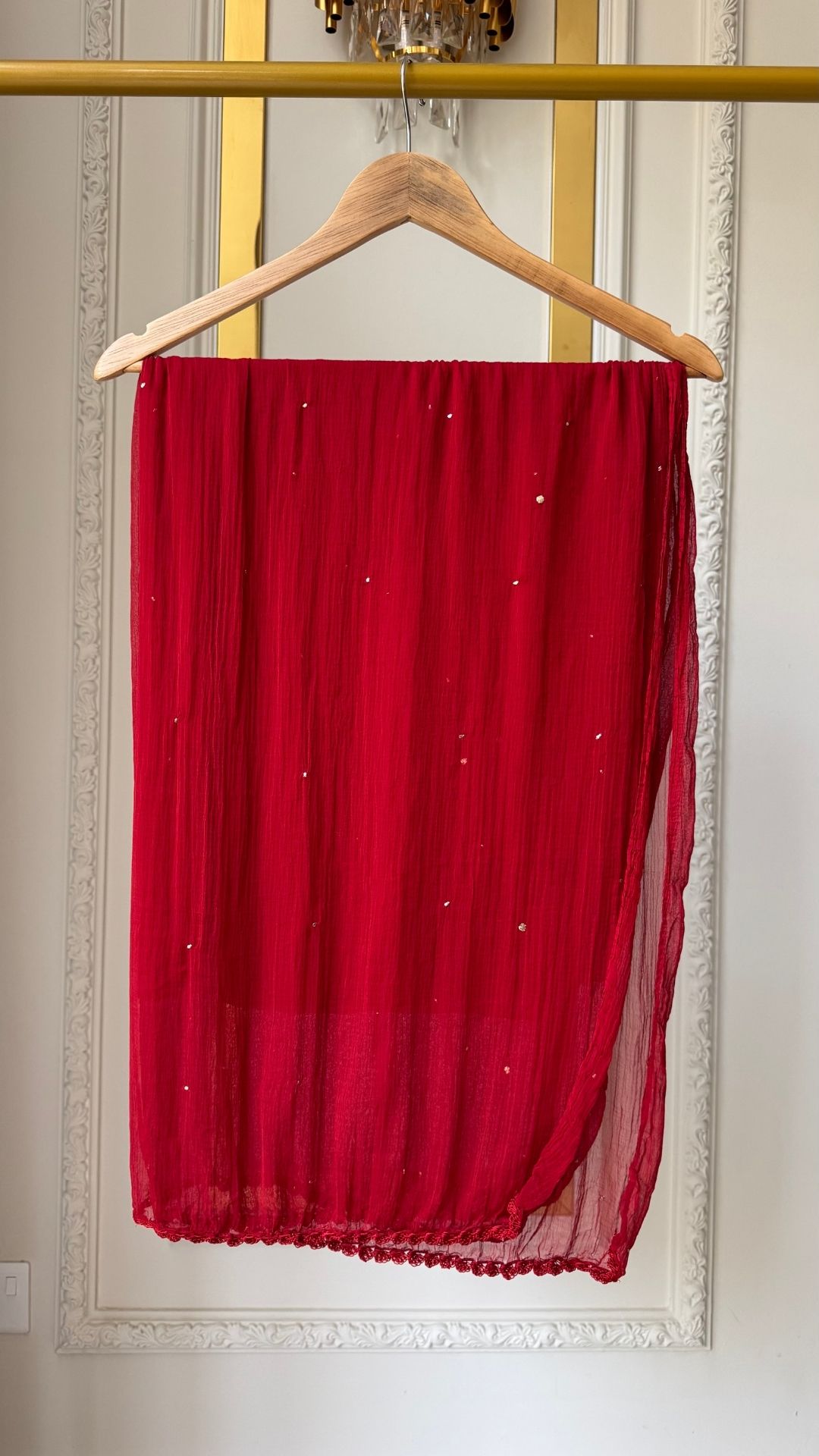 Viscose Georgette Silk Thread Chikankari 4Pc Suit Set - Blood Red