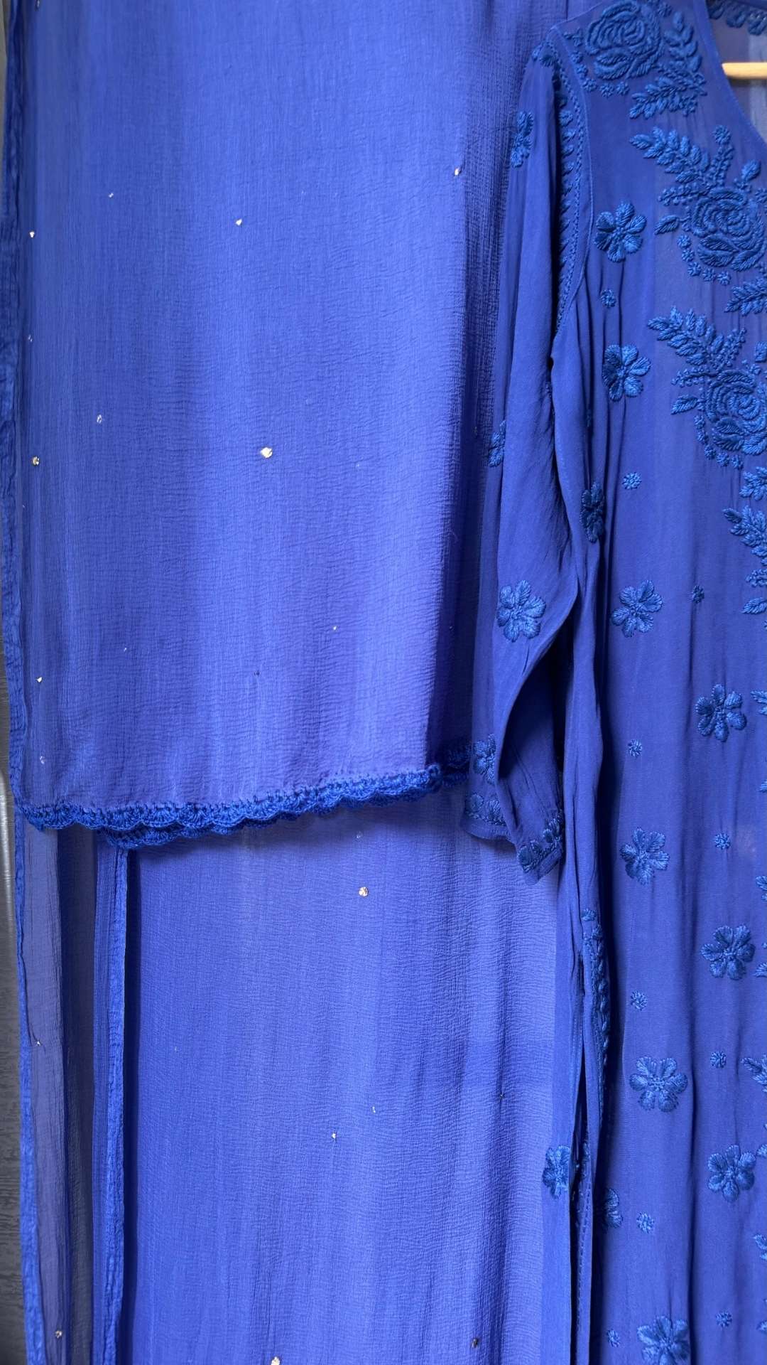 Viscose Georgette Solid 4pc Suit Set - Royal Blue