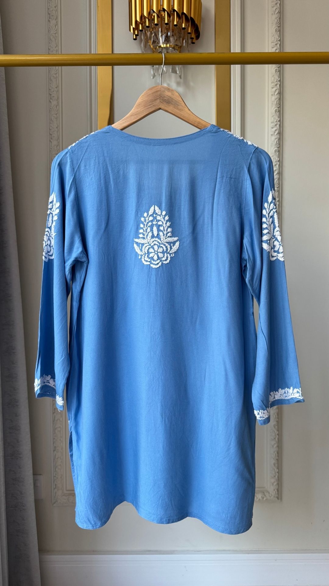 Rayon Chikankari Short Top - Blue