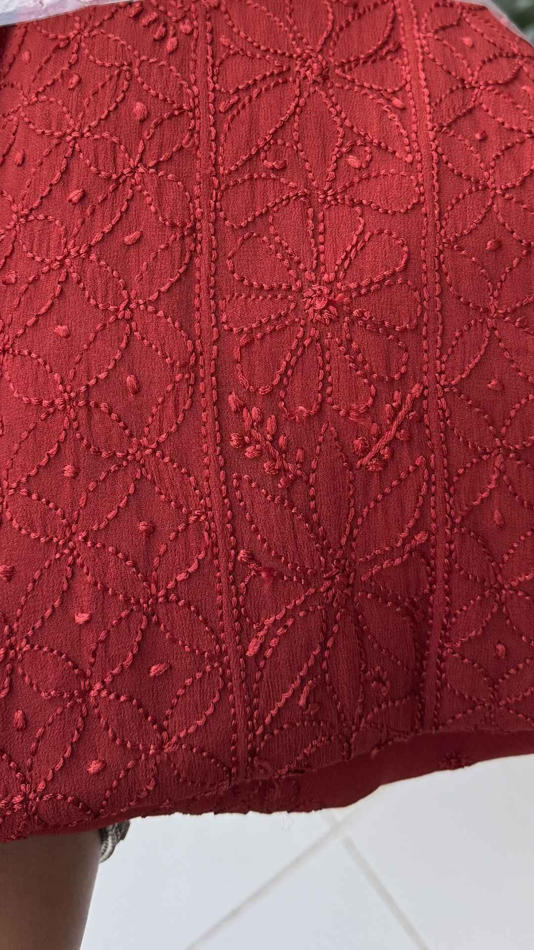 Viscose Georgette Silk Thread Chikankari 4Pc Suit Set - Cinnamon Brown