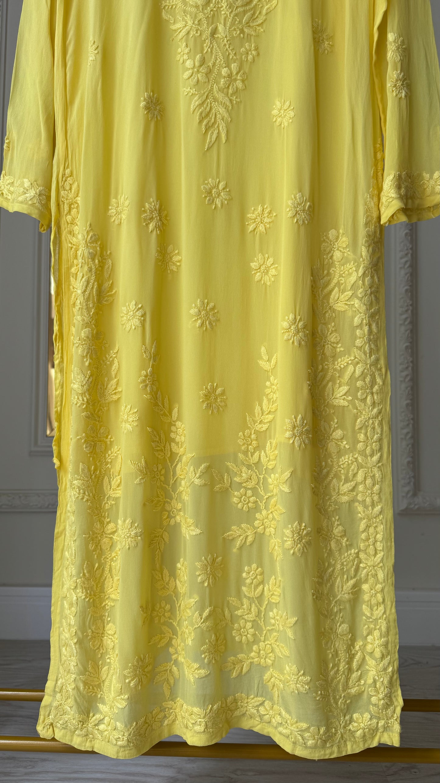 Viscose Georgette Solid 3pc Suit Set - Yellow