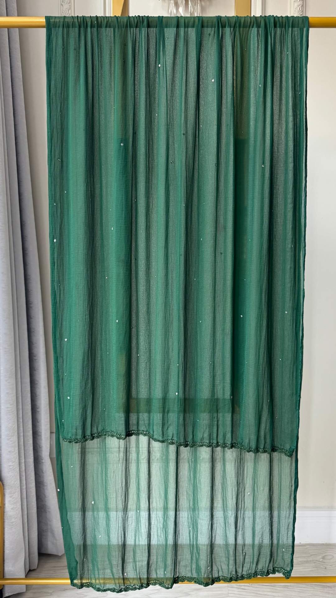Viscose Georgette Silk Thread Chikankari 4Pc Suit Set - Bottle Green