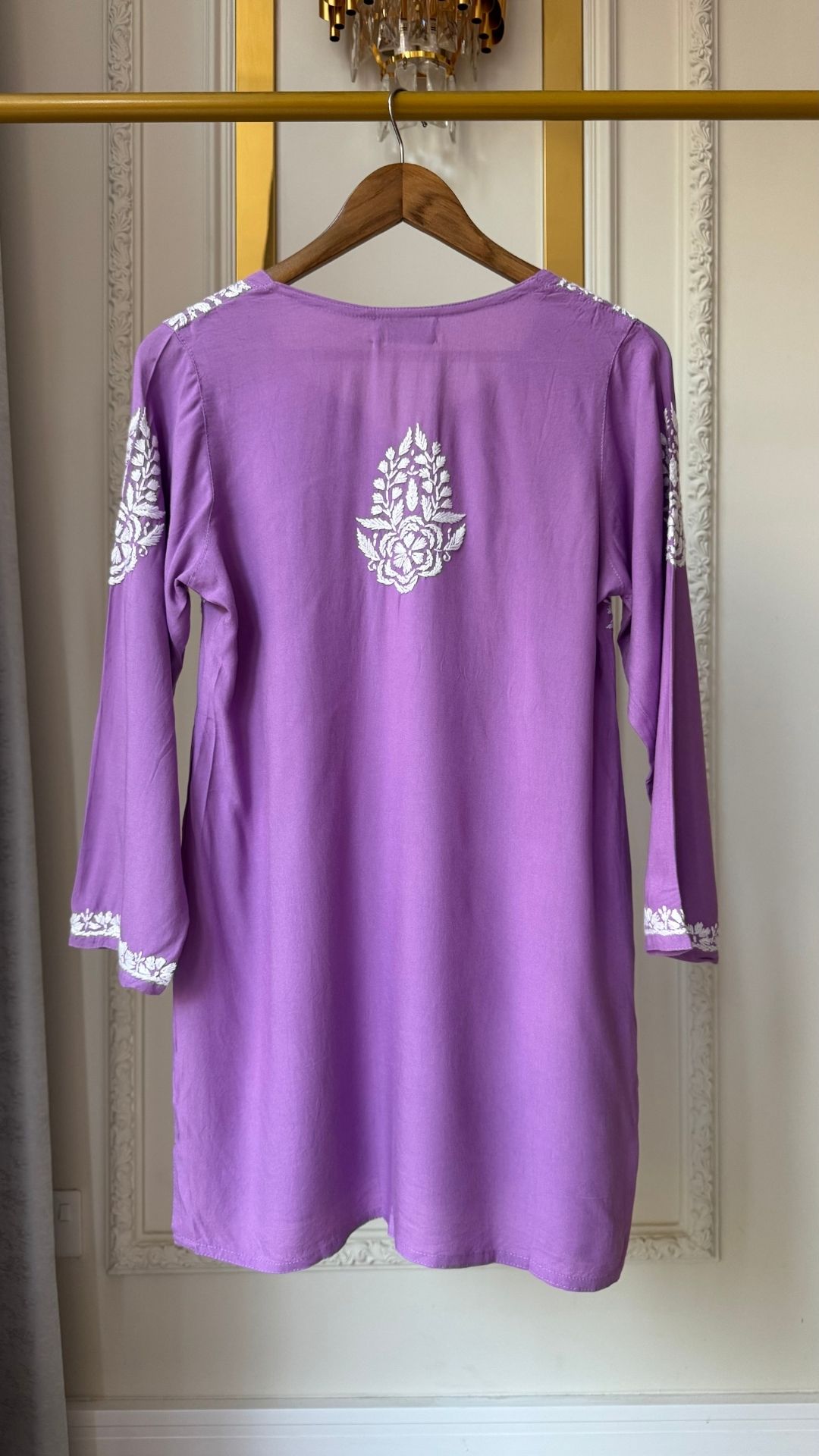 Rayon Chikankari Short Top - Lavender